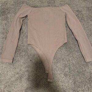Forever 21 Long Sleeve Taupe One Piece bodysuit